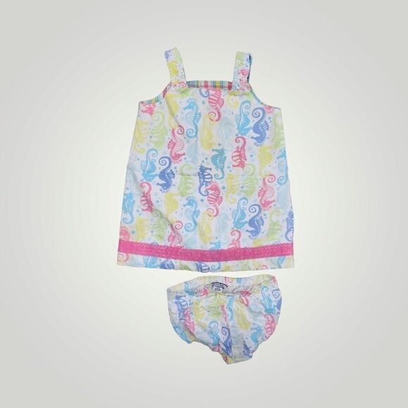 Vintage Hartstrings plaid and sea horse Reversible dress size 24M - Picture 1 of 7